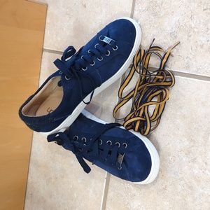 UGG Navy Blue Milo Suede Low Top Sneakers